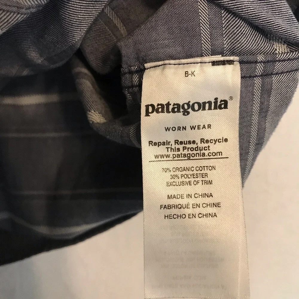 Patagonia Worn Wear Men's blue‎ stripe short sleeve Fezzman Shirt size large